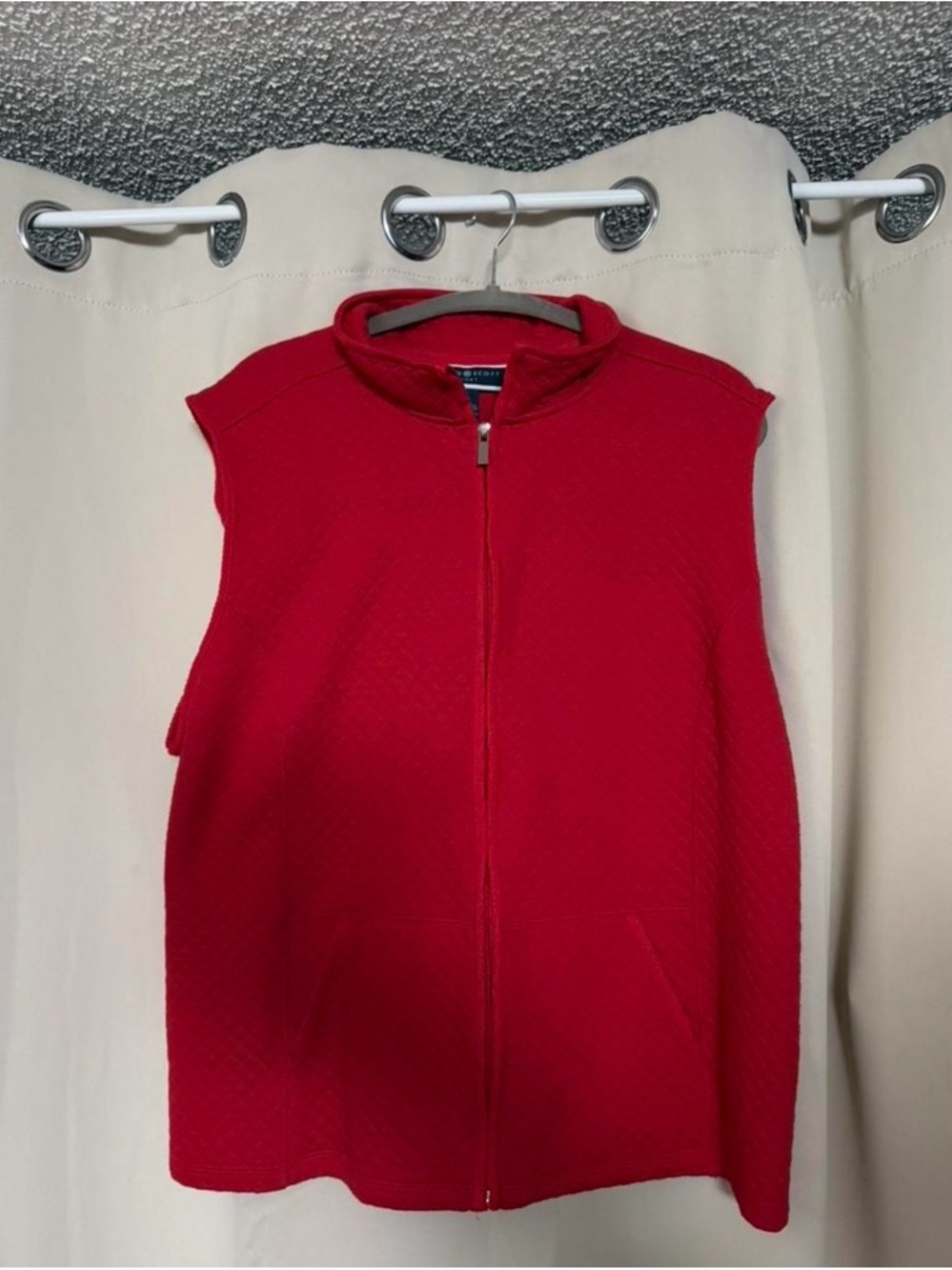 Karen Scott Red Quilted Zip-Front Sleeveless Vest